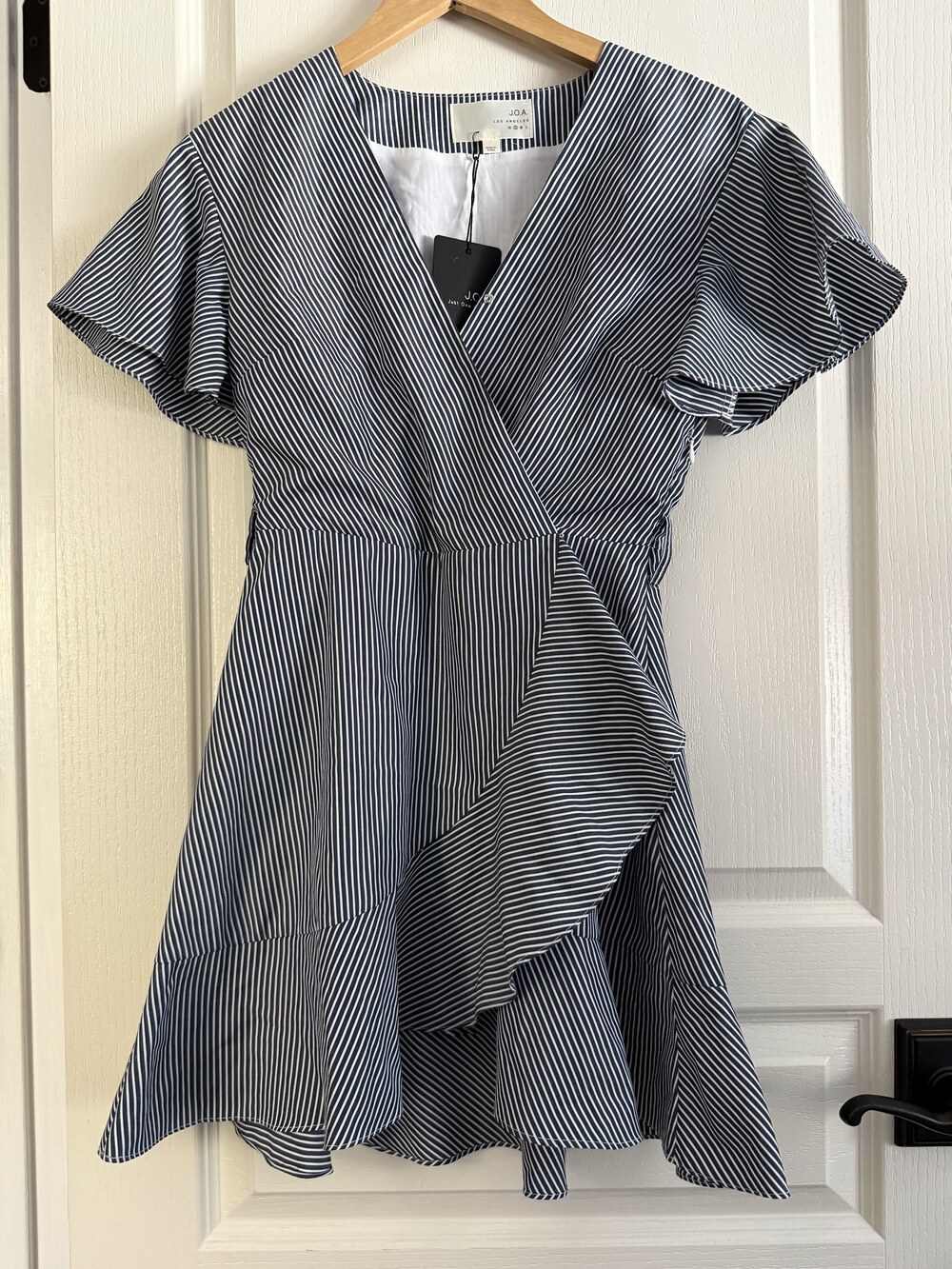 Joe Navy Striped Wrap Dress